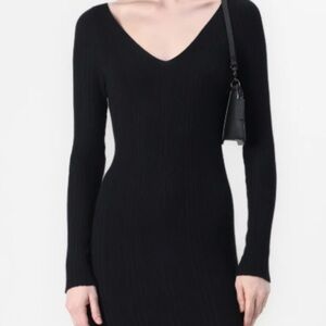 Chic knit Black Long Sleeve Dress